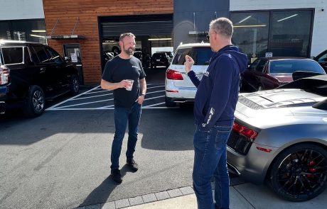 | Buckhead Imports Jason and client, discuss about Mercedes Service
