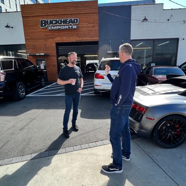 | Buckhead Imports Jason and client, discuss about Mercedes Service